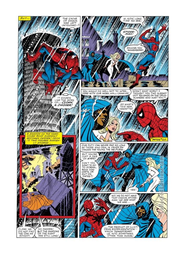 Spectacular Spider-Man #69, pg. 9; pencils, Ed Hannigan; inks, Al Milgrom; Peter Parker, Cloak and Dagger
