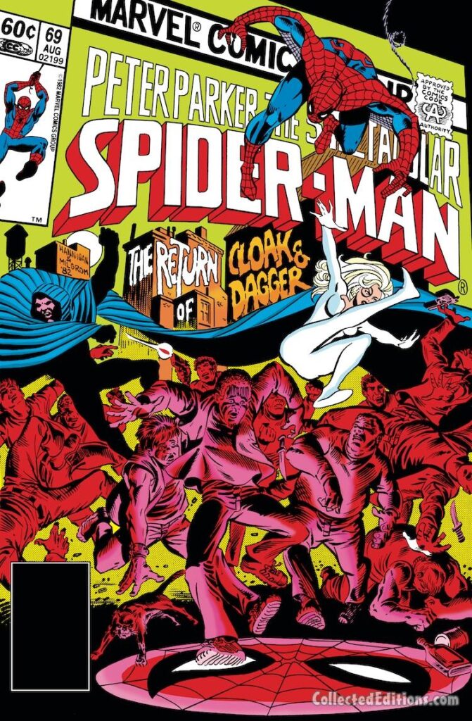Spectacular Spider-Man #69 cover; pencils, Ed Hannigan; inks, Al Milgrom; Peter Parker, The Return of Cloak and Dagger, Spider Signal