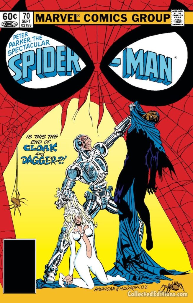 Spectacular Spider-Man #70 cover; pencils, Ed Hannigan; inks, Al Milgrom; Peter Parker, Is this the end of Cloak and Dagger, Silvermane