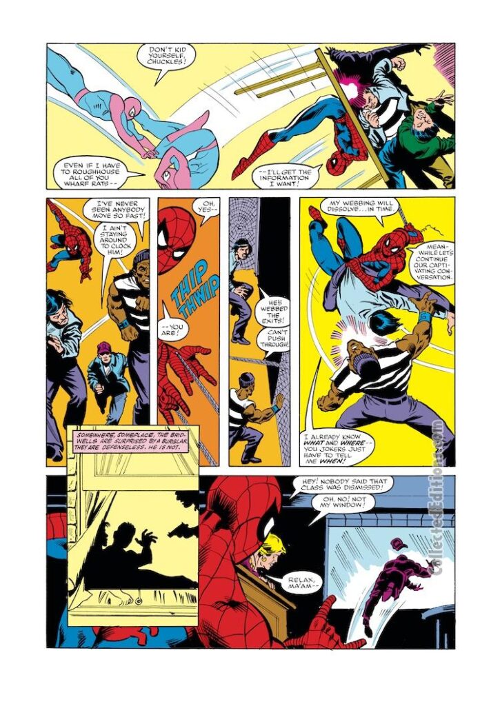 Spectacular Spider-Man #71, pg. 12; pencils, Rick Leonardi; inks, Jim Mooney; Peter Parker