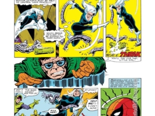 Spectacular Spider-Man #76, pg. 4; pencils, Al Milgrom; inks, Jim Mooney; Peter Parker, Black Cat, Doctor Octopus