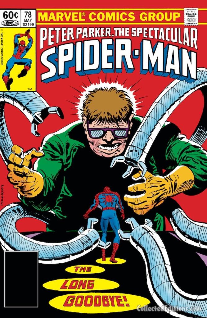 Spectacular Spider-Man #78 cover; pencils and inks, Al Milgrom; Peter Parker, The Long Goodbye, Doctor Octopus, Otto Octavius