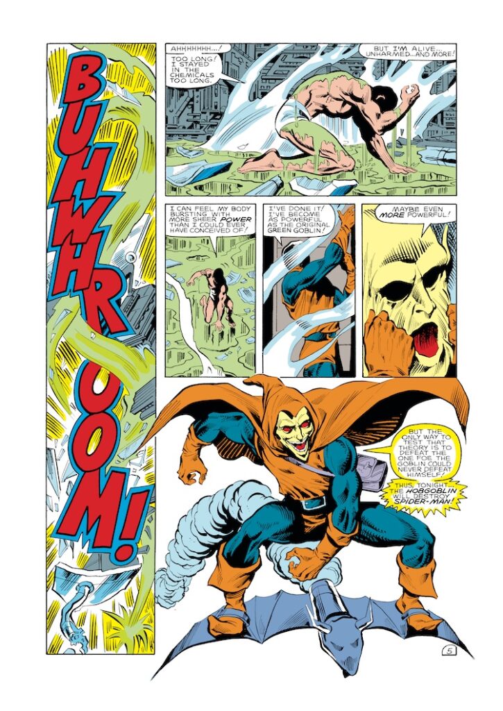 Spectacular Spider-Man #85, pg. 5; pencils, Al Milgrom; inks, Jim Mooney; Hobgoblin