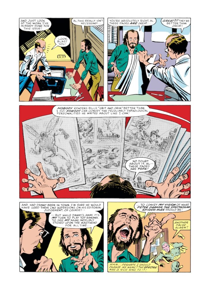 Spectacular Spider-Man #86, pg. 4; pencils and inks, Al Milgrom; Assistant Editor’s Month, Dan Crespi