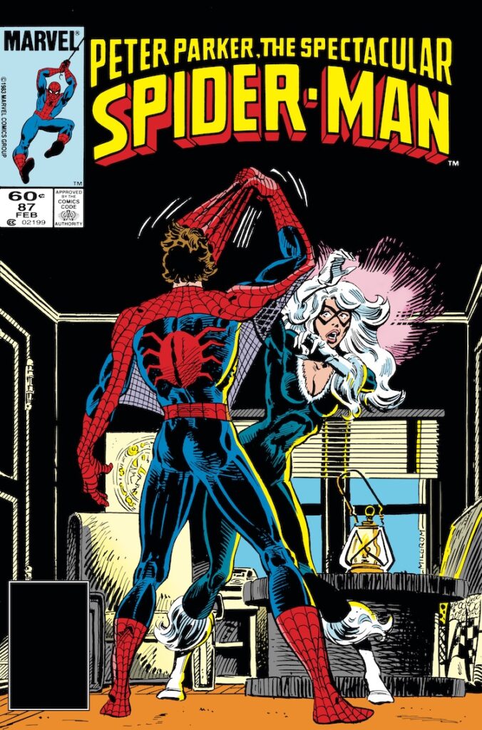 Spectacular Spider-Man #87 cover; pencils and inks, Al Milgrom; Black Cat, unmasked, Felecia Hardy