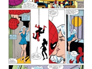 Spectacular Spider-Man #88, pg. 10; pencils, Al Milgrom; inks, Jim Mooney; Black Cat, Felecia Hardy, kiss