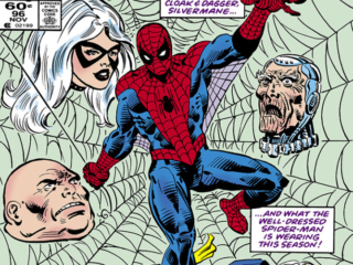 Spectacular Spider-Man #96 cover; pencils and inks, Al Milgrom; Kingpin, Silvermane, Cloak and Dagger, the Answer, Black Cat, Peter Parker
