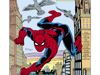 Spectacular Spider-Man #97, pg. 1; pencils, Herb Trimpe; inks, Jim Mooney; Hermit-Age splash page, writer, Al Milgrom, pigeons, Peter Parker