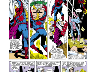 Spectacular Spider-Man #100, pg. 33; pencils, Al Milgrom; inks, Vince Colletta, Geof Isherwood; Black Cat, the Spot, Kingpin, Peter Parker