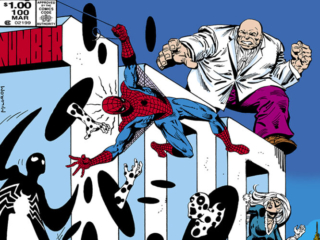 Spectacular Spider-Man #100 cover; pencils and inks, Al Milgrom; Kingpin, the Spot, Peter Parker