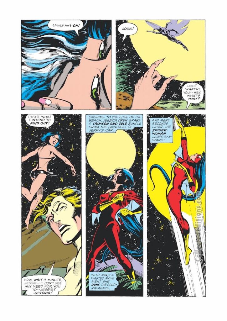 Spider-Woman #10, pg. 2; pencils, Carmine Infantino; inks, Al Gordon; first appearance Gypsy Moth