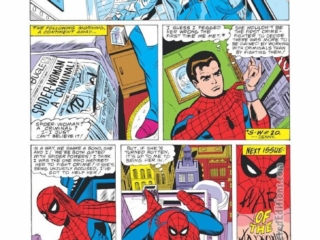 Spider-Woman #28, pg. 17; pencils, Steve Leialoha; inks, Mike Esposito; Spider-Man, Peter Parker, Daily Bugle, War of the Arachnids