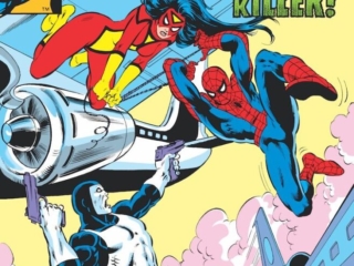 Spider-Woman #29 cover; pencils, John Romita Jr.; inks, Bob McLeod; Jessica Drew Has Turned Killer, The Enforcer, Spider-Man