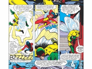 Spider-Woman #30, pg. 3; layouts, Steve Leialoha; pencils and inks, Jim Mooney; The Fly, Dr. Pederson