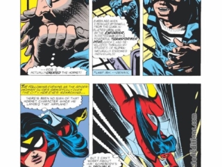 Spider-Woman #31, pg. 8; layouts, Steve Leialoha; pencils and inks, Jim Mooney; Dr. Karl Malus, The Hornet, Scotty McDowell