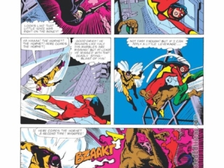 Spider-Woman #32, pg. 8; pencils, Steve Leialoha; inks, Jim Mooney; The Hornet, Scotty McDowell, Werewolf by Night