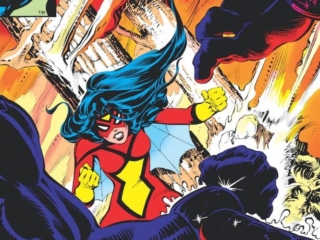 Spider-Woman #34 cover; pencils and inks, Steve Leialoha; Bad as the Fire Is What's Ahead Is Way Worse, Hammer, Anvil