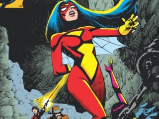 Spider-Woman #36 cover; pencils and inks, Steve Leialoha; William Cooper, Maureen Cooper