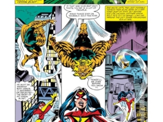 Spider-Woman #40, pg. 4; layouts, Steve Leialoha; pencils and inks, Bob Wiacek; Jessica Drew, Flying Tiger, first appearance