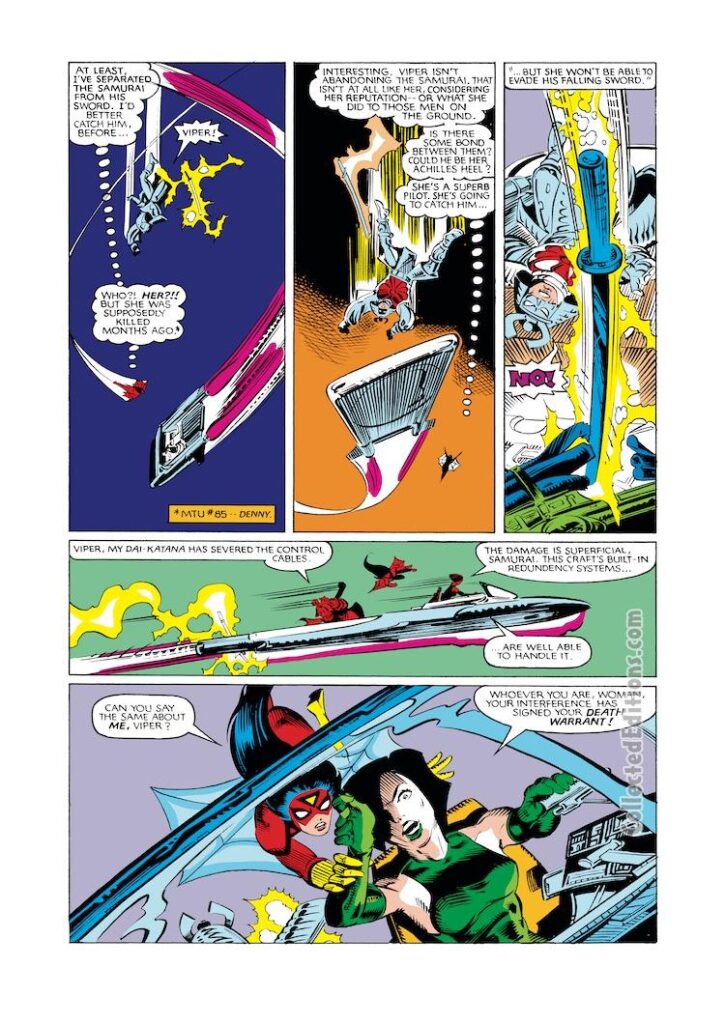 Spider-Woman #42, pg. 8; pencils, Steve Leialoha; inks, Bob Wiacek; Silver Samurai, Viper, Jessica Drew