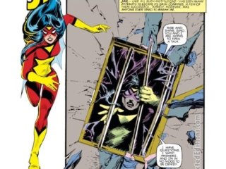 Spider-Woman #43, pg. 1; pencils and inks, Steve Leialoha; Stan Lee Presents, Chris Claremont, Last Stands