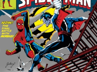 Peter Parker the Spectacular Spider-Man #8 cover; pencils and inks, Paul Gulacy; alterations, John Romita Sr.; Morbius the Living Vampire