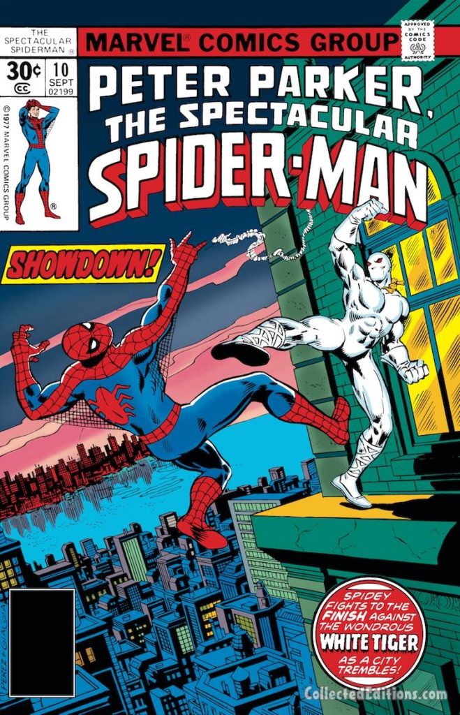 Peter Parker the Spectacular Spider-Man #10 cover; pencils, George Pérez; The White Tiger Puerto Rican super hero