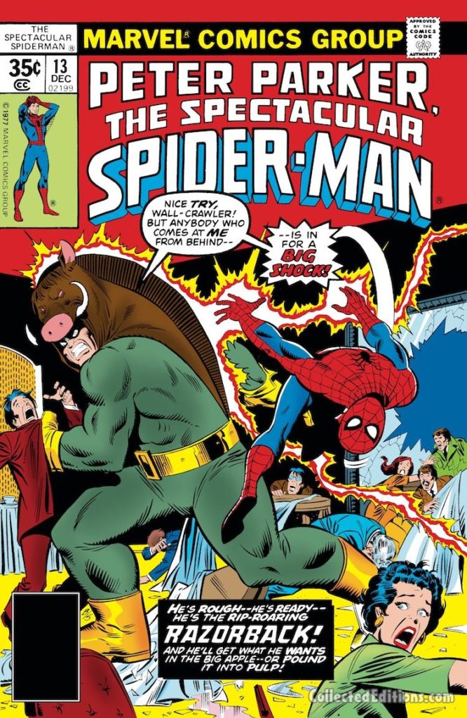 Peter Parker the Spectacular Spider-Man #13 cover; pencils, Sal Buscema; inks, Joe Sinnott; Razorback