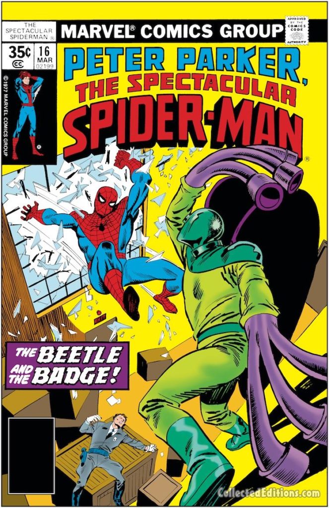 Peter Parker the Spectacular Spider-Man #16 cover; pencils, Marie Severin; inks, Sal Buscema; The Beetle
