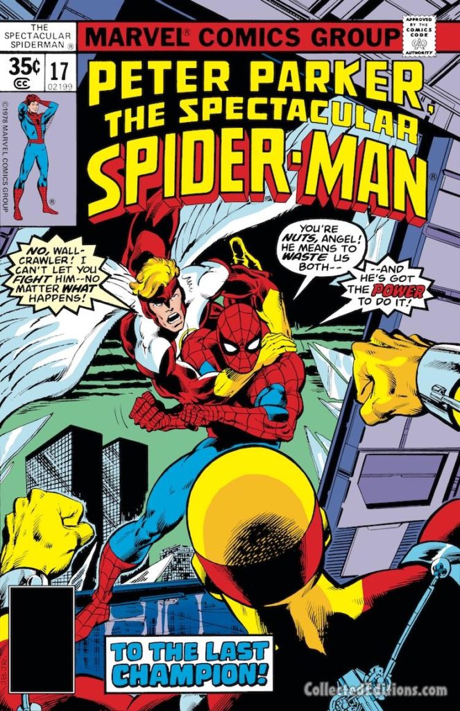 Peter Parker the Spectacular Spider-Man #17 cover; pencils, John Byrne; The Champions/Angel/X-Men