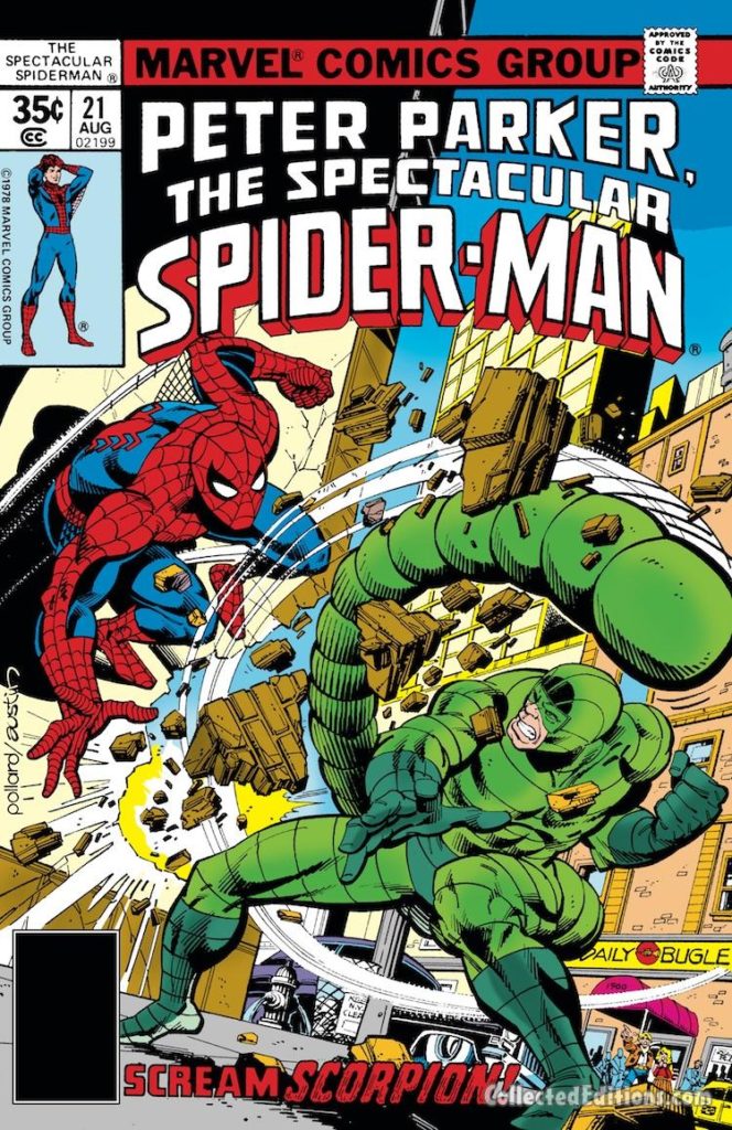 Peter Parker the Spectacular Spider-Man #21 cover; pencils, Keith Pollard; inks, Terry Austin; The Scorpion
