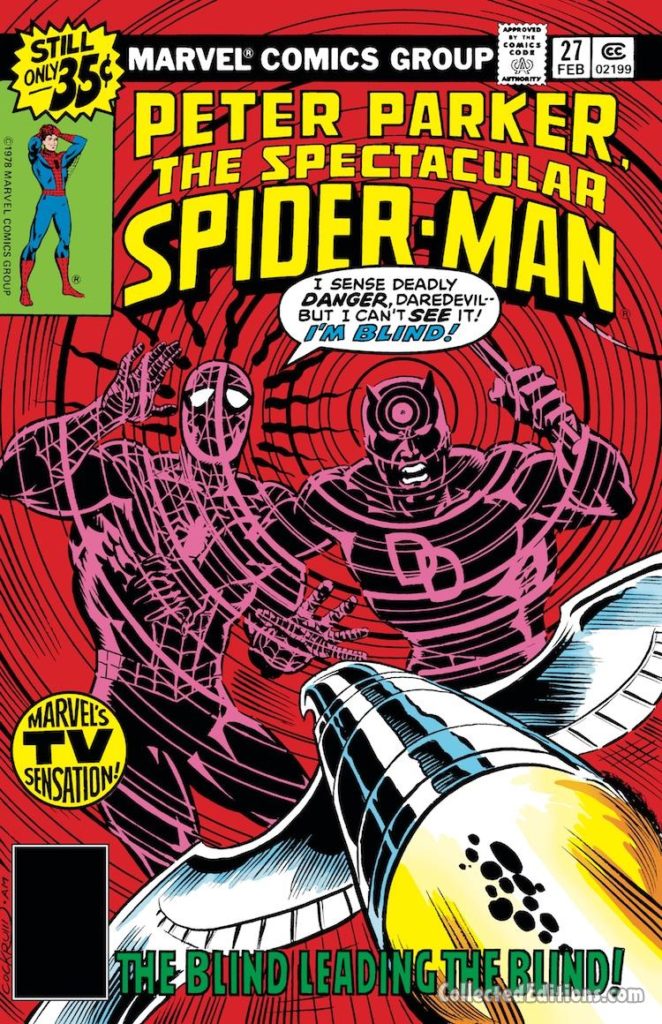 Peter Parker the Spectacular Spider-Man #27 cover; pencils, Dave Cockrum; inks, Al Milgrom; Daredevil
