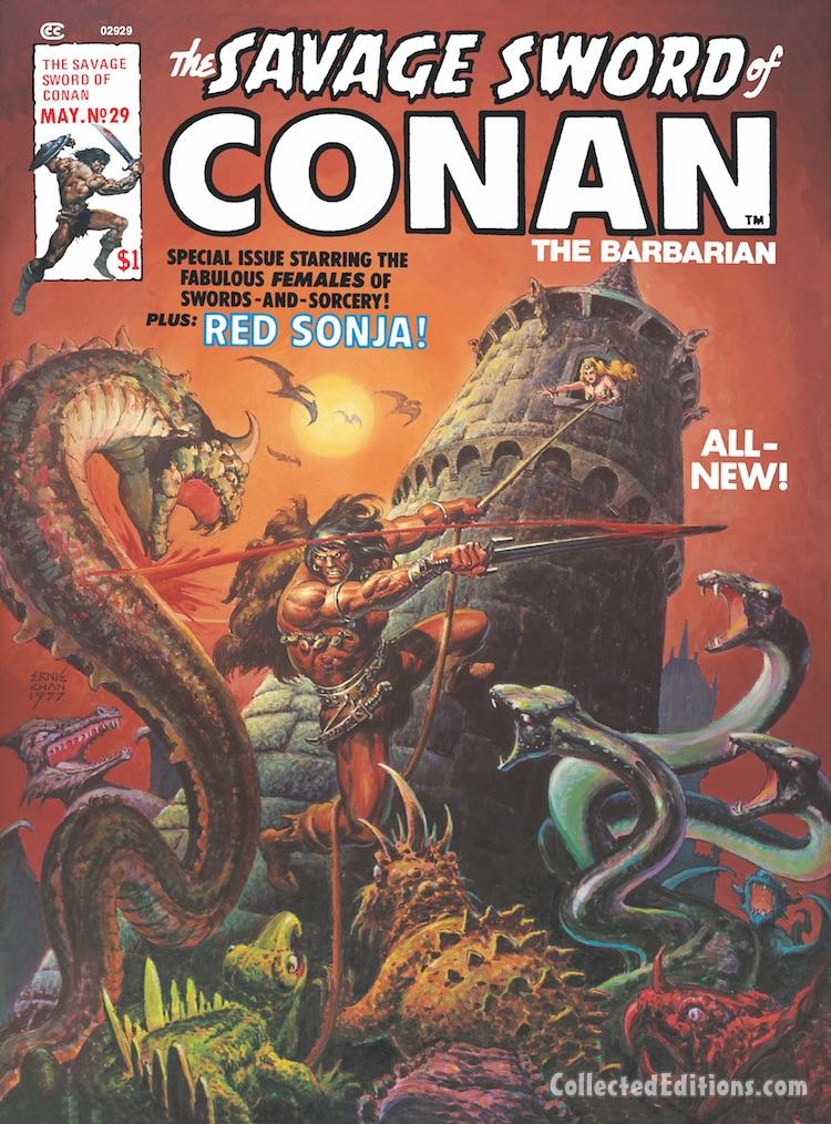 Savage Sword of Conan #29 cover; painted art, Ernie Chan