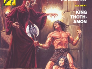 Savage Sword of Conan #43 cover; painted art, Bob Larkin; Thoth-Amon