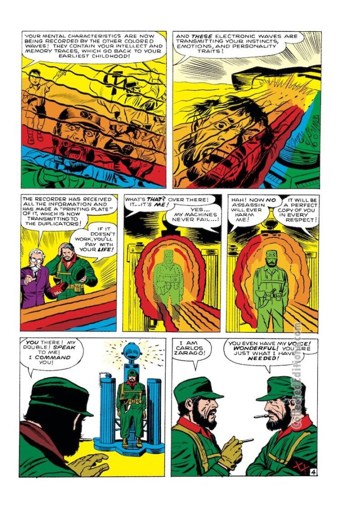 Strange Tales #100. “The Imitation Man”, pg. 4; pencils, Jack Kirby; inks, Dick Ayers; Carlos Zarago, Pedro Lopez; Cold War, Communists, Commies, hammer and sickle
