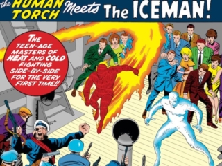 Strange Tales #120 cover; pencils, Jack Kirby; inks, George Roussos; The Human Torch meets the Iceman, Teenage Masters of Cold and Heat; Doctor Strange Enters the House of Shadows