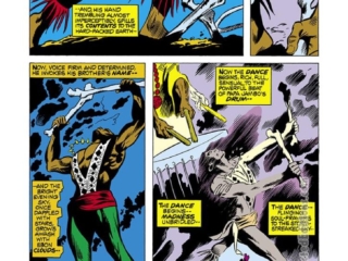 Strange Tales #170, pg. 5; pencils, Gene Colan; inks Dan Adkins; Brother Voodoo, Jericho Drumm, origin, Haitian witch doctor