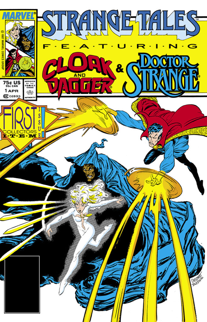 Strange Tales #1 cover; pencils, Carl Potts/Bret Blevins; inks, Bret Blevins, First Issue Collectors Item, Cloak and Dagger, Doctor Strange