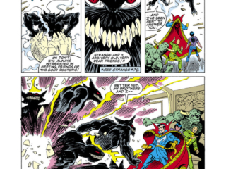 Strange Tales #3. Doctor Strange in &ldquo;Goodbye to All That!&rdquo;, pg. 5; pencils, Chris Warner; inks, Randy Emberlin; Peter Gillis, Khats, Sara Wolfe, Wong