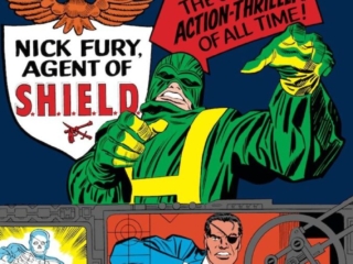 Strange Tales #135 cover; pencils, Jack Kirby; inks, Frank Giacoia; First appearance Nick Fury Agent of S.H.I.E.L.D., SHIELD