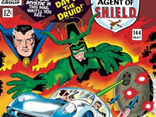 Strange Tales #144 cover; pencils, Jack Kirby; inks, Mike Esposito, Nick Fury, Agent of SHIELD, flying car, Dum Dum Dugan