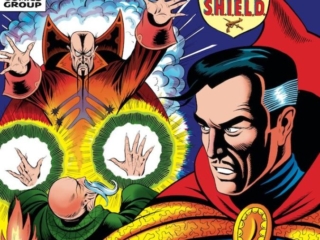 Strange Tales #148 cover; pencils and inks, Bill Everett; Doctor Strange, Kaluu