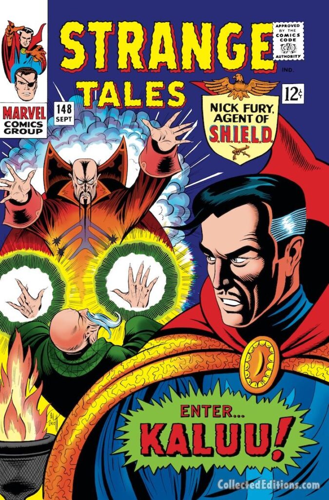 Strange Tales #148 cover; pencils and inks, Bill Everett; Doctor Strange, Kaluu