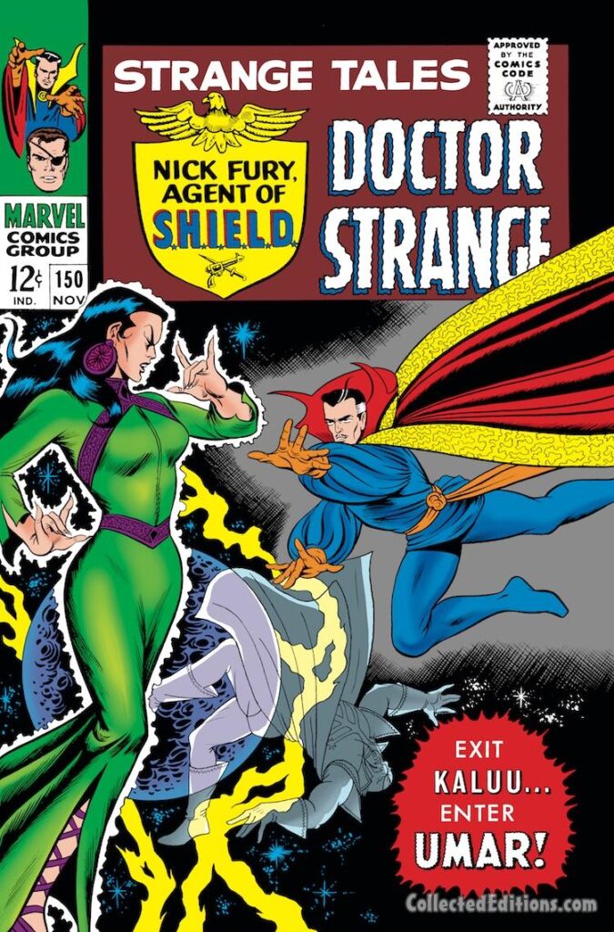 Strange Tales #150 cover; pencils and inks, Bill Everett; Doctor Strange, Kaluu, Umar