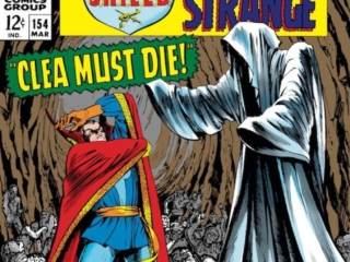 Strange Tales #154 cover; pencils and inks, Marie Severin; Doctor Strange, Clea Must Die