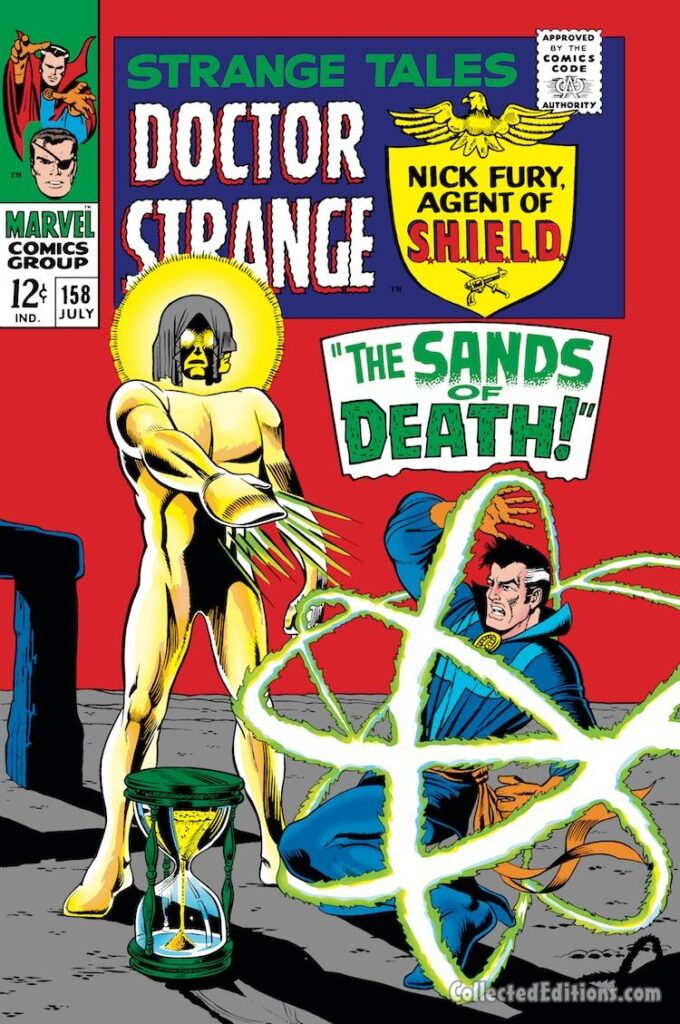 Strange Tales #158 cover; pencils and inks, Marie Severin; Doctor Strange, Nick Fury