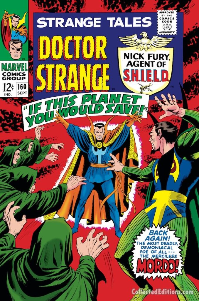 Strange Tales #160 cover; pencils and inks, Dan Adkins; Doctor Strange, If This Planet You Would Save, Baron Mordo