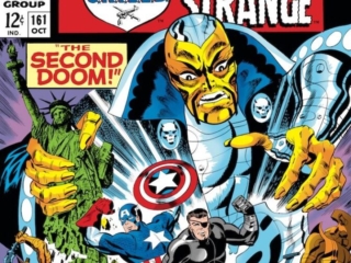 Strange Tales #161 cover; pencils and inks, Jim Steranko; Captain America, Nick Fury, Agent of SHIELD, Yellow Claw, The Second Doom