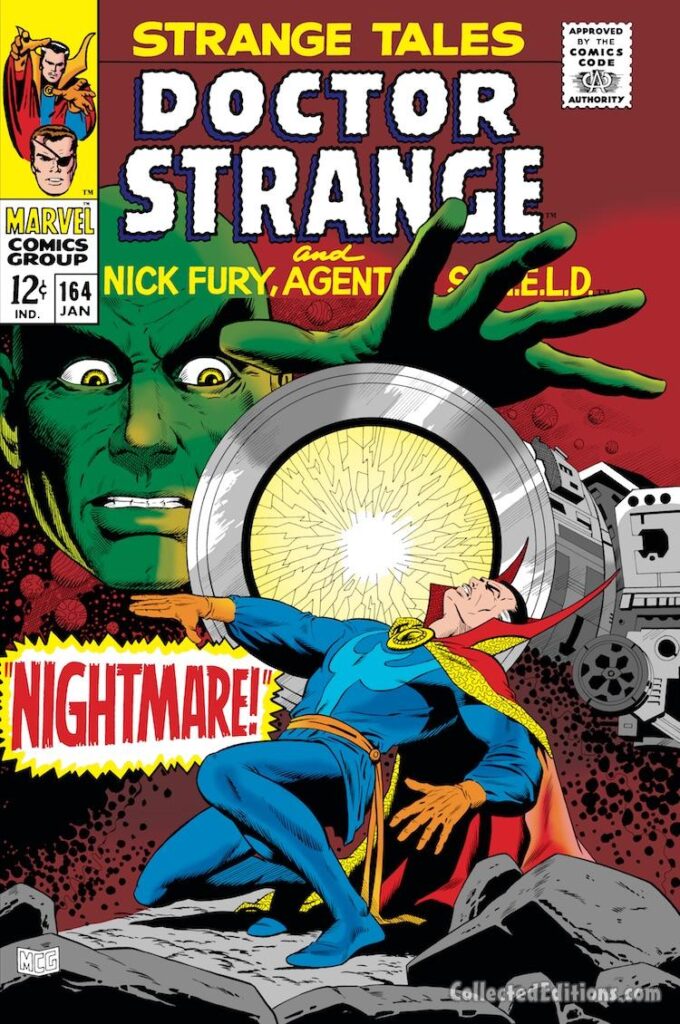 Strange Tales #164 cover; pencils and inks, Dan Adkins; Doctor Strange, Nightmare