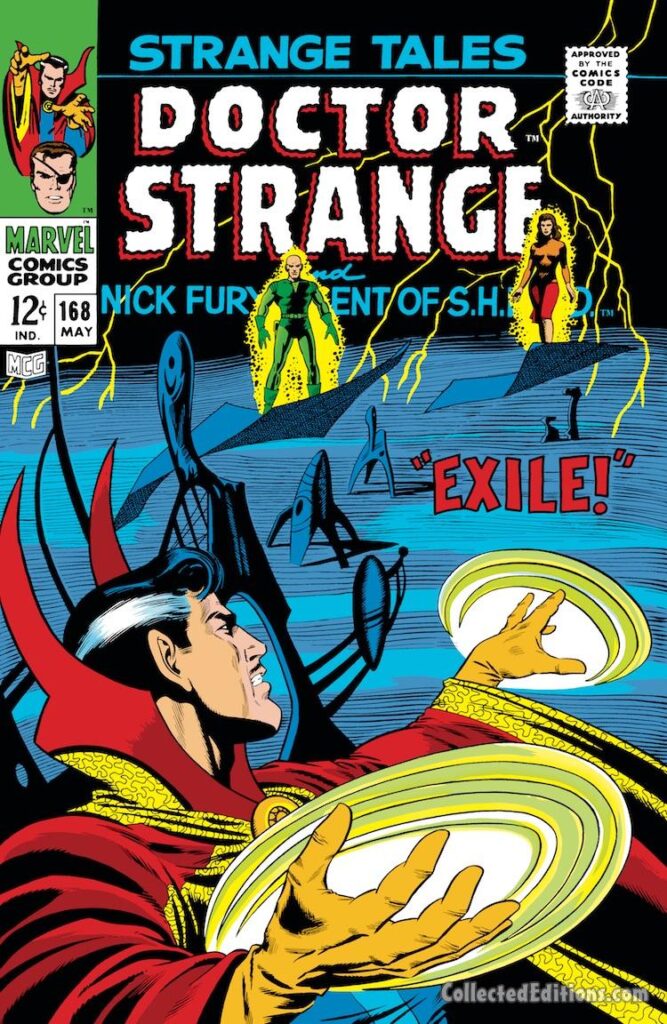 Strange Tales #168 cover; pencils and inks, Dan Adkins; Exile, Doctor Strange